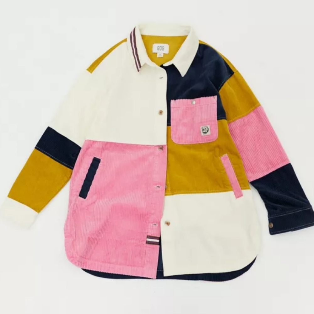 BDG Colorblock Corduroy Shacket in Pink, Mustard, Navy, Cream - Picture 14 of 16